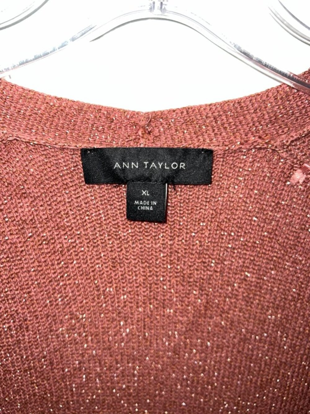 Ann Taylor Duster Cardigan Size XL Metallic Peach? Long Sleeve Pockets Maxi - Picture 7 of 12